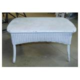 Antique white wicker coffee table w/ solid wood