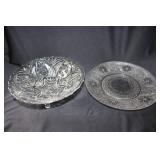 Anchor hocking 3 footed crystal fruit bowl, 9" -