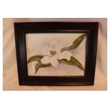 Watercolor painting in wooden frame, signed,