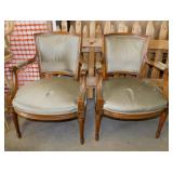 Pair of antique carved walnut arm chairs w/