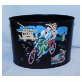 Hand painted tole tin desk mail holder