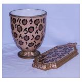 2 Raymond Waites Safari pieces: Vase, 10" tall -