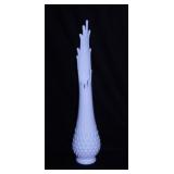 Fenton hobnail milk glass 12 finger swung vase,