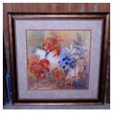 2 large abstract floral watercolor prints, double