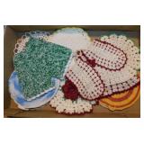 11 vintage hand crocheted hot pads & doilies