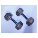 2 Iron Hex 20 lb. dumbbell hand weights