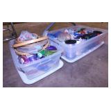 2 storage totes w/ lids full of crafting supplies: