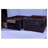 2 antique oak hardware store drawers: