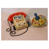 1961 Fisher Price phone pull toy - Metal spin top