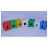 Plastic stacking Lego style letter picture blocks