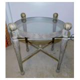 Round iron & glass fern plant stand,