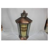 Hexagon beveled glass copper metal hanging or