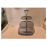 Milbern 3 tier tidbit in chromium tray w/ box