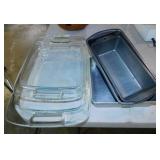 Pyrex 2 qt. & 3 qt. glass bakeware - 2 aluminum