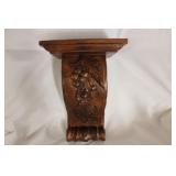 Carved wood corbel wall shelf, 13"