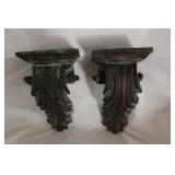 Pair plaster corbels wall shelves, 9.5"