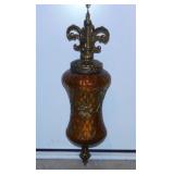 Hollywood Regency amber glass pendant swag