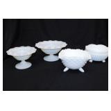 4 pieces of vintage milk glass