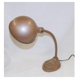Antique cast iron gooseneck desk lamp w/ pen &