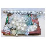 White & silver Christmas tree ornaments, some new