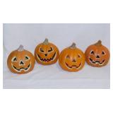 4 Halloween Jack-O-Lantern pumpkins, 5" -