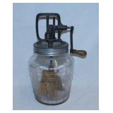 Antique barrel glass butter churn w/ wood