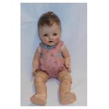Antique composite jointed doll w/ romper, 12" -