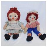 Raggedy Ann & Andy: Two 15" dolls - 4 ornaments &