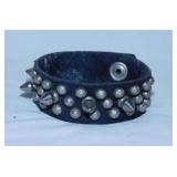 Leather punk rock wristband w/ spikes & studs -
