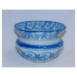 Antique ladies spongeware crock cuspidor spittoon