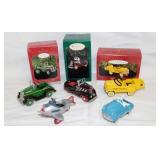 5 Hallmark Keepsake diecast kiddie car ornaments,