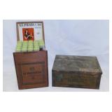 2 vintage cigar boxes: Wooden El Producto Queens