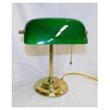 Brass & green glass Banker