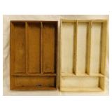 2 wooden silverware utensil drawer trays