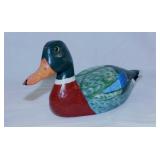 1990 carved wood duck decoy w/ glass eyes,