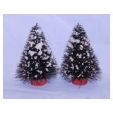 Vintage Christmas: 2 flocked bottle brush trees,