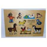 6 vintage wooden tray puzzle - Plastic letter toy