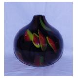 Murano? modern abstract blown glass ball vase,