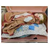 Vintage doll case w/ doll & clothes