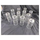 Federal Glass paneled shot glasses, 11 total