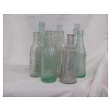11 vintage glass bottles: 2 blob top - Louis