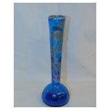 Sterling on crystal blue vase - Hemingray