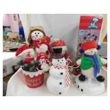 5 decorative Christmas snowmen, tallest is 17"