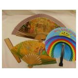 3 vintage hand fans & more