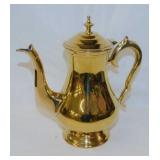 Vintage heavy lacquered brass teapot with