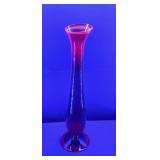 Vintage amberina glass slant top bud vase,