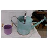 Pale green water can - Small purple tin w/