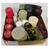 Box of candles some unused - Candle holders