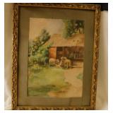 Original watercolor painting of sheep lambs by