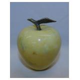 Beautiful heavy yellow marble apple paperweight w/